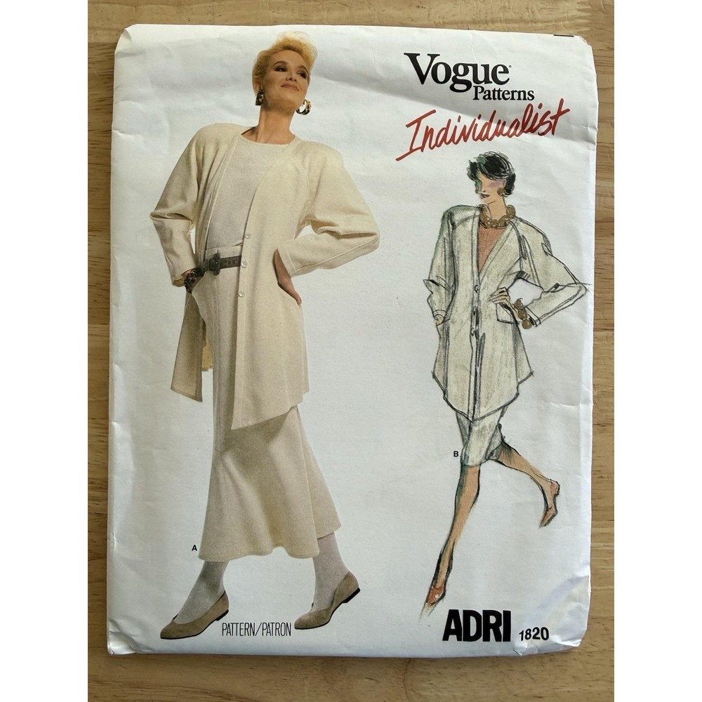 Vogue‎ Individualist 1820 ADRI Designed Pattern Jacket Top Skirts Size 12 UC FF